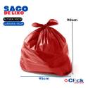Saco de Lixo P/ Embalar Vermelho 100LTS - 100 Unidades