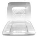 Prato Acrílico Quadrado Refeição Resistente Cristal 22cm - 10 Unidades