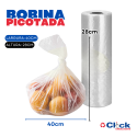 Rolo Bobina Plástica Picotada Sacos Alimentos Transparente B-SL 28x40 Extrusa-Pack - 650 Unidades