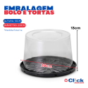 Embalagem Boleira Plástica Mini Torta Bolo Alta Base Preta Lisa Eco 32A Ecoplast - 100 Unidades