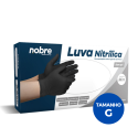 Luva Nitrílica Descartável Antiderrapante Procedimentos Preta S/ Pó Nobre ( G ) - 100 Unidades