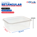 Pote Retangular C/ Tampa Marmitinha Marmita Fit Freezer e Microoondas 350ML - 24 Unidades