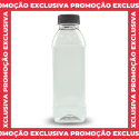 Garrafa Plástica Quadrada PET Descartável Caldo De Cana 500ml Tampa Preta - 100 unidades