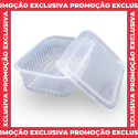 Pote Retangular C/ Tampa Marmitinha Marmita Fit Freezer e Microoondas 350ML - 24 Unidades