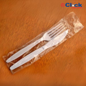 Kit Garfo e Faca Refeição Grande Reforçado Branco Elite - 250 Unidades
