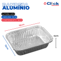 Marmita Bandeja Alumínio D6 Retangular 500ML P/ Assar - 100 Unidades