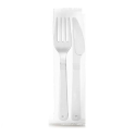 Kit Garfo e Faca Refeição Grande Reforçado Branco Elite - 250 Unidades