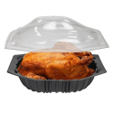 Embalagem Bandeja Capacete Plástica Preto Frango Assado C/ Tampa - 100 Unidades