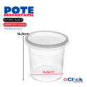 Kit Pote Descartável Tampa Transparente 1800ML Rioplastic - 15 Unidades