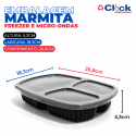 Embalagem Marmita 3 Divisórias Freezer Microondas 1150ML Preta G330 - 100 Unidades