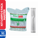 Kit Sachê Talher Garfo e Faca Master Refeição Branco - 50 Unidades