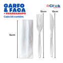 Kit Garfo e Faca + Guardanapo Descartável Reforçado New York Churrasco - 50 Unidades