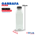 Garrafa Plástica Quadrada PET Descartável Caldo De Cana 500ml Tampa Preta - 100 unidades