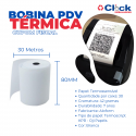 Bobina PDV Térmica Branca - 80MM X 30MT - 30 Unidades