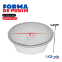 Forma Descartável Pudim Redonda Tamanho Média 250ML C/ Tampa Plastilania - 8 Unidades