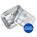 Marmitinha Bandeja Alumínio D12FS Retangular 220ML C/ Tampa - 100 Unidades