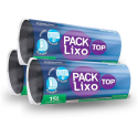 Rolo Saco Lixo Top Preto Picotado Resistente 15LTS 39x58 - 600 Sacos
