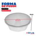 Forma Descartável Pudim Redonda Tamanho Grande 500ML C/ Tampa Plastilania - 6 Unidades