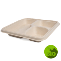 Embalagem Marmita 3 Divisórias 850ML Gbox Biodegrádavel Palha Milho - 25 Unidades