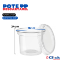 Pote PP Redondo Descartável c/ Sobretampa Danubio 350ml - 24 Unidades