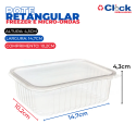 Pote Retangular C/ Tampa Marmitinha Marmita Fit Freezer e Microoondas 250ML - 24 Unidades