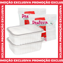 Pote Retangular C/ Tampa Marmitinha Marmita Fit Freezer e Microoondas 500ML - 24 Unidades