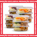 Pote Retangular C/ Tampa Marmitinha Marmita Fit Freezer e Microoondas 500ML - 144 Unidades