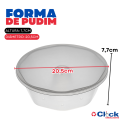 Forma Descartável Pudim Redonda Tamanho Familia 1100ML C/ Tampa Plastilania - 50 Unidades