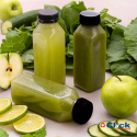 Garrafa Plástica Quadrada PET Descartável Caldo De Cana 500ml Tampa Preta - 100 unidades