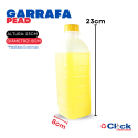 Garrafa Plástica Quadrada PEAD Descartável Caldo De Cana 1000ml Tampa Amarela - 100 unidades