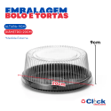 Embalagem Boleira Plástica Mini Torta Bolo Média Base Preta Eco 32M Ecoplast - 100 Unidades