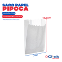 Saco Papel Pipoca Branco Liso Mono 30g N°3 Grande 7x16.5 - 500 Unidades