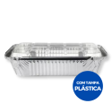 Marmita Bandeja Alumínio D7FS Retangular 750ML C/ Tampa - 50 Unidades