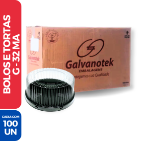 Embalagem p/ Bolos e Tortas Preta c/ Tampa Alta - G32MA - 100 Unidades