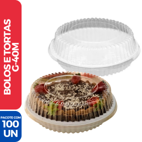 Embalagem p/ Bolos e Tortas Pudim Branca G40M - 100 Unidades