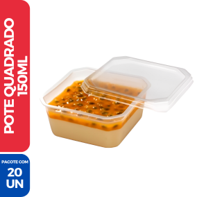 Pote Quadrado C/ Tampa 150ML - 20 Unidades
