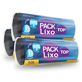Rolo Saco Lixo Top Preto Picotado Resistente 50LTS 63x80 - 300 Sacos