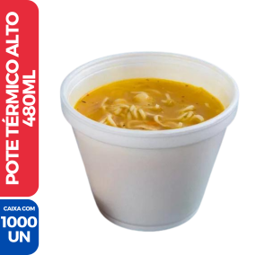 Pote Térmico Isopor EPS Alto 480ml Sopa Açaí Caldo - 1000 Unidades