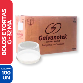 Embalagem p/ Bolos e Tortas Branca c/ Tampa Alta - G32MA - 100 Unidades