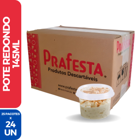 Pote Redondo C/ Tampa 145ML - 25 Pacotes de 24 Unidades