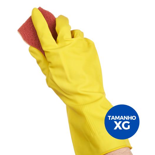 Luva Forrada Látex Limpeza Sanro Top Amarela ( XG ) - 1 Par
