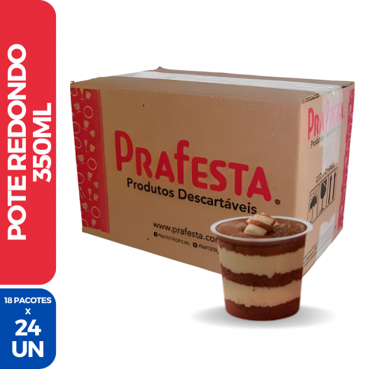 Pote Redondo C/ Tampa 350ML - 18 Pacotes de 24 Unidades