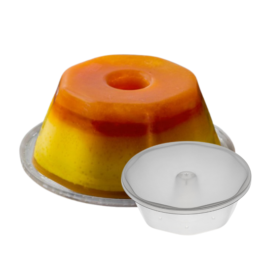 Forma Descartável Pudim Redonda Tamanho Média 250ML C/ Tampa Plastilania - 144 Unidades