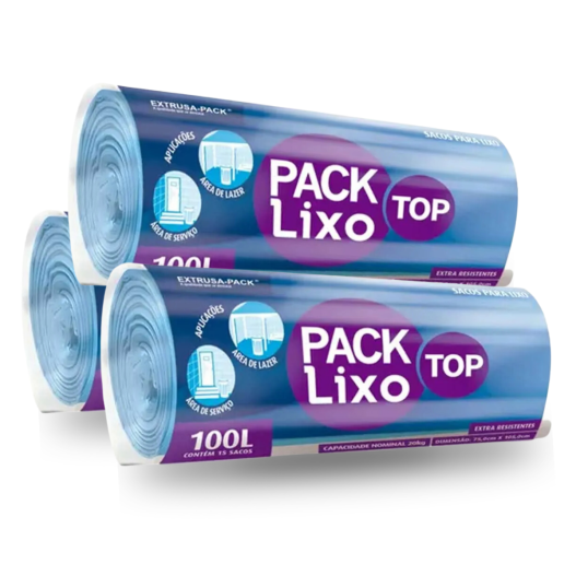 Rolo Saco Lixo Top Azul Picotado Resistente 100LTS 75x105 - 150 Sacos