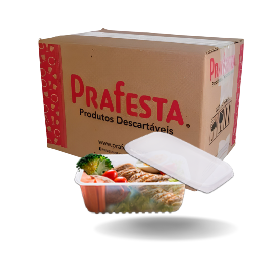 Pote Retangular C/ Tampa Marmitinha Marmita Fit Freezer e Microoondas 500ML - 144 Unidades