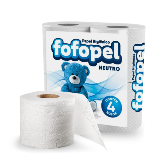 Rolo Papel Higiênico 30MTS Fofopel Folha Simples - 4 Unidades