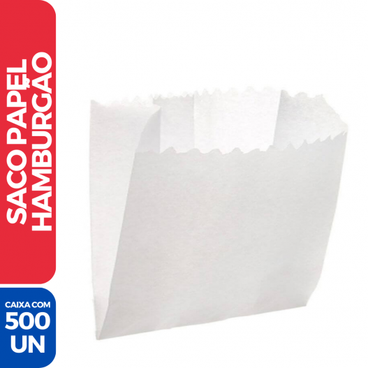 Saco Papel Mono Branco Liso Hamburgão 30g - 500 Unidades