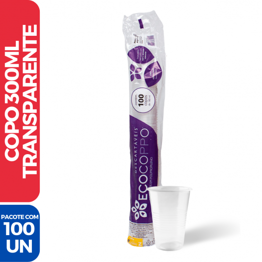 Copo PP Transparente 300ML - 100 Unidades