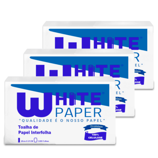 Papel Toalha Interfolha Branco Celulose 20x21 White Paper - 5000 Unidades