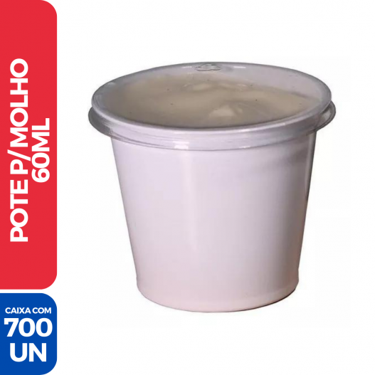 Pote Potinho 60ML Molheira C/ Tampa G697 Molhos Branco Pet - 700 Unidades